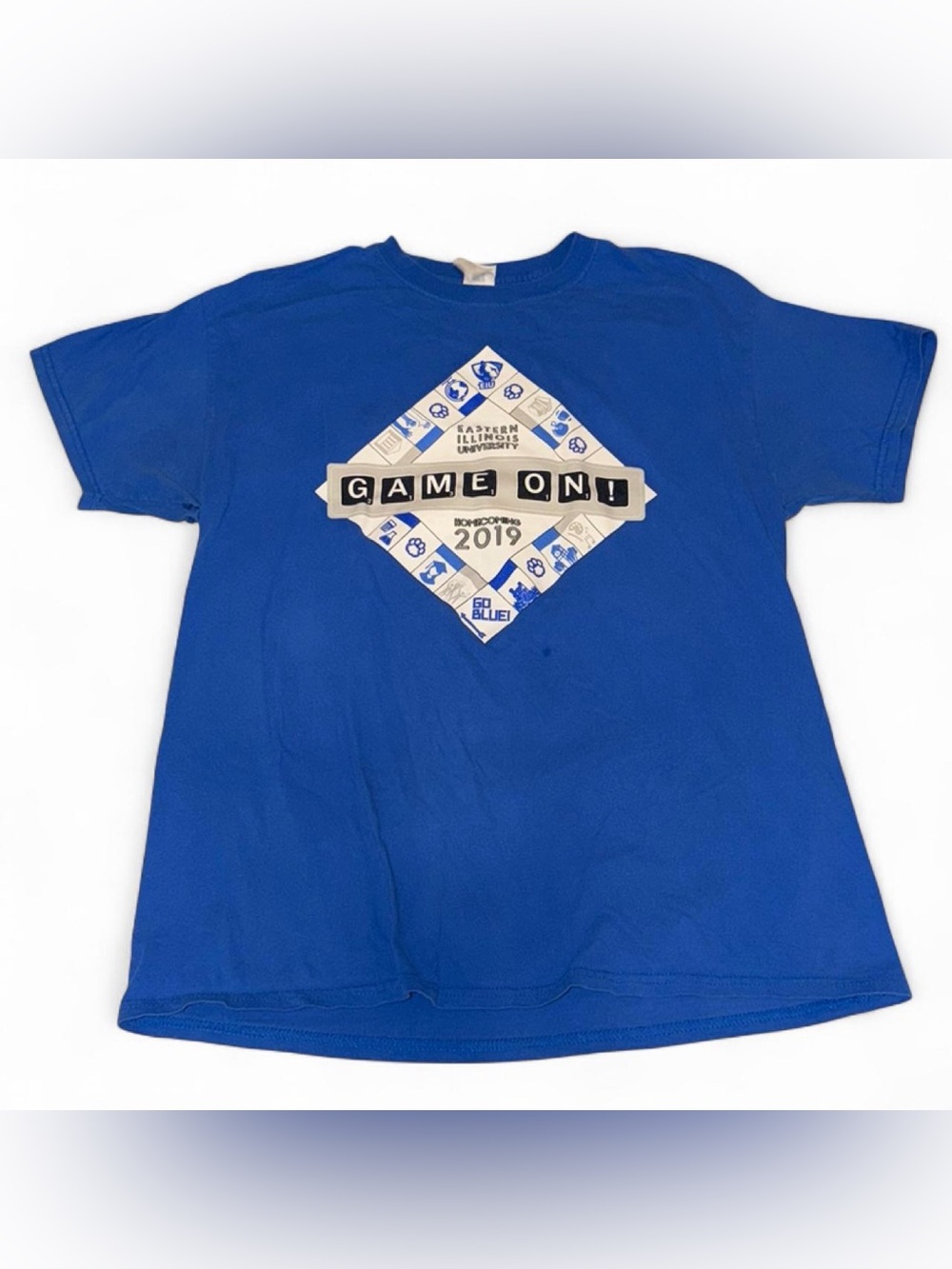 Gildan Royal Blue Graphic Tee with White Diamond Print